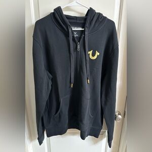 True Religion Men’s Buddha Full Zip Hoodie - Black/Gold World Tour